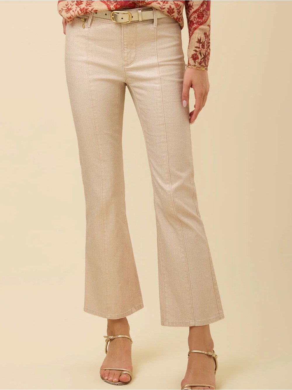 NWT spartina 448 Mallory kick flare Jean metallic champagne